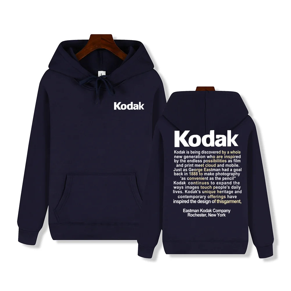 Kodak Print Fashion Men‘s Sportswear Autumn Winter Daily Street Casual Comfortable Loose Sports Hoodie