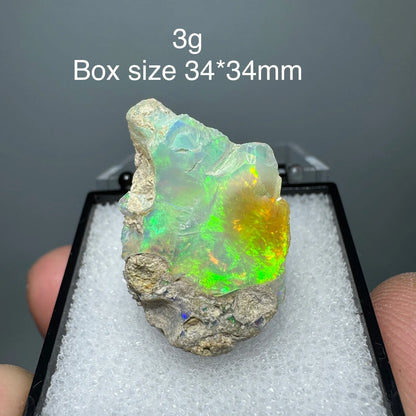 Natural Ethiopia Opal Gem Mineral Specimen Box