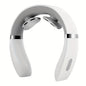 White neck massager with silver accents on a white background