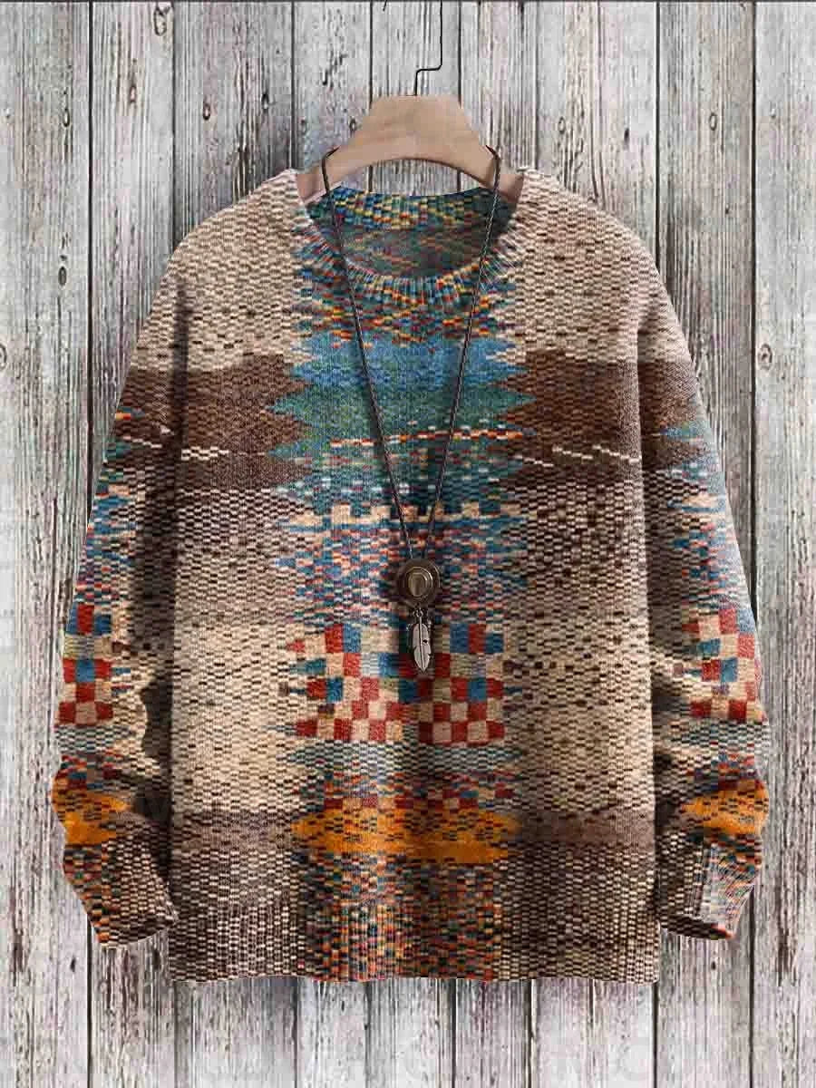 Vintage-Strickpullover mit Musterdruck für Damen und Herren