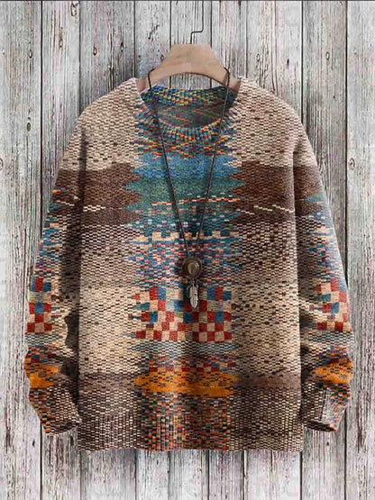 Vintage-Strickpullover mit Musterdruck für Damen und Herren