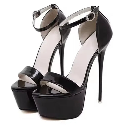 Aneikeh große Schuhgrößen 41 42 43 44 45 46 High Heels Sandalen Sommer Sexy offene Spitze Partykleid 16CM Plateau Gladiatoren Damen Pumps