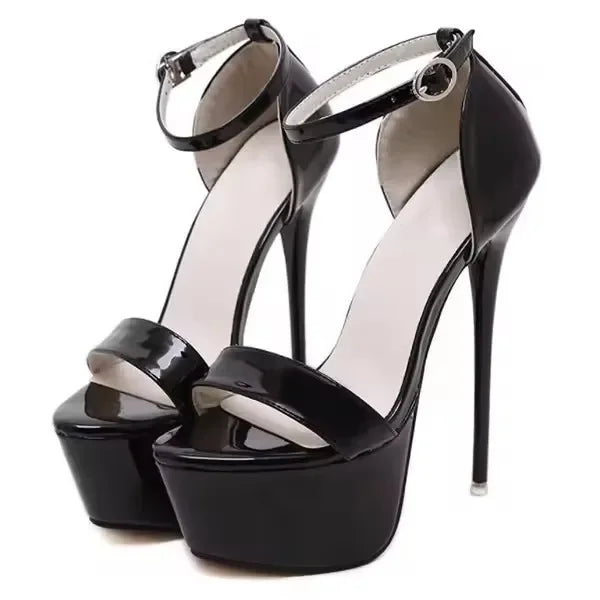 Aneikeh große Schuhgrößen 41 42 43 44 45 46 High Heels Sandalen Sommer Sexy offene Spitze Partykleid 16CM Plateau Gladiatoren Damen Pumps
