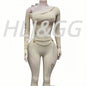 HLJ&GG Sexy Sparkling Rhinestone Hollow Bodycon One Piece Jumpsuits Women One Shoulder Long Sleeve Slim Playsuit With Chain 2025