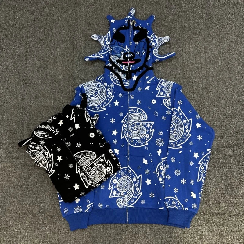 Designer Zipper Pullover Hoodie Oversized Fit Casual Sweater