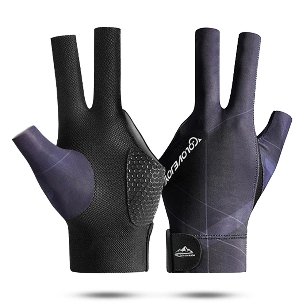 Offene Finger Billardhandschuhe Atmungsaktives Polyester Snooker-Poolhandschuhe Verstellbarer Klettverschluss Glatt Weich Leicht Amateurtraining