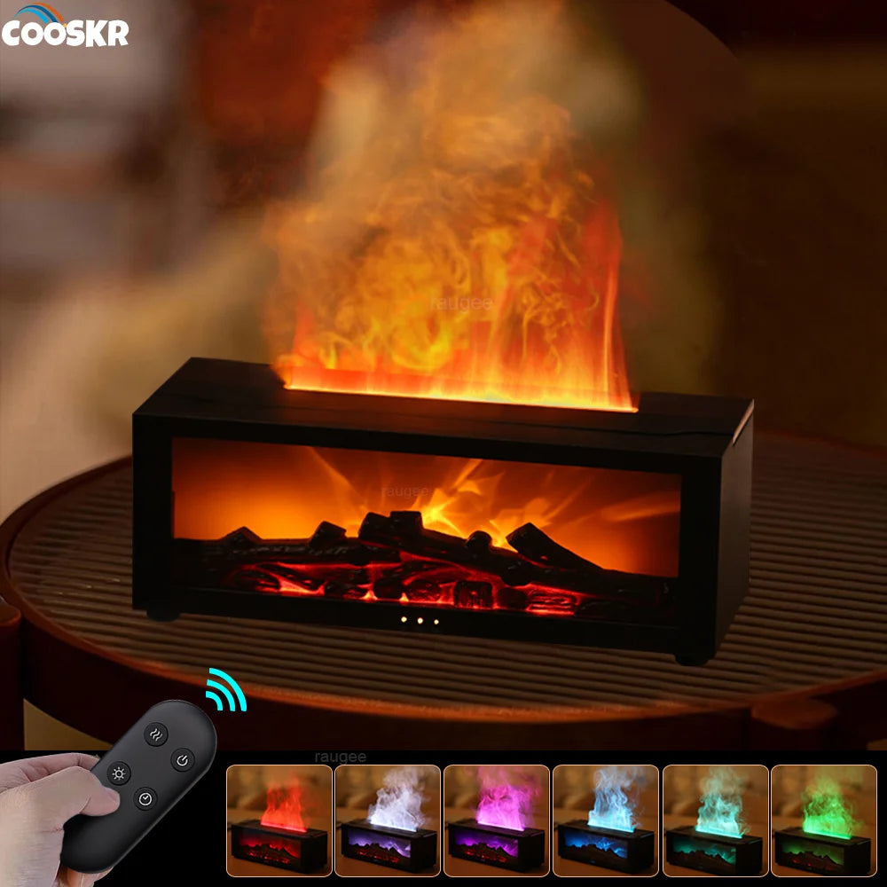 Luftbefeuchter, ätherische Öle, Luftbefeuchter für Zuhause, Aroma-Luftbefeuchter, Flammen-Aroma-Diffusor mit LED-Licht, Fernbedienung