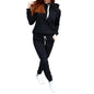 Two-piece Sports Women Tracksuit Solid Color Long Sleeve Hoodies Sweatpants Set