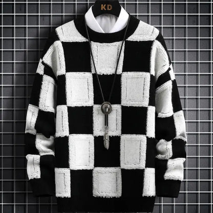 Fall/Winter Mens Brand Pullovers Sweaters High Quality Thick Warm Cashmere Sweater Men Luxury Plaid Pull Homme 2024