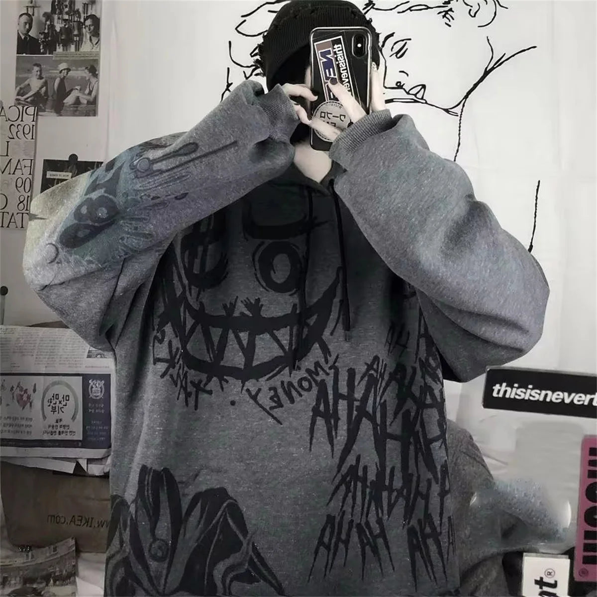 Gothic Japan Cartoon Hip Hop Hoodie Sweatshirt Oversize Damen Frühling Herbst Lustige Punk Hoodies Tops Damen Kleidung Hoodie Mädchen