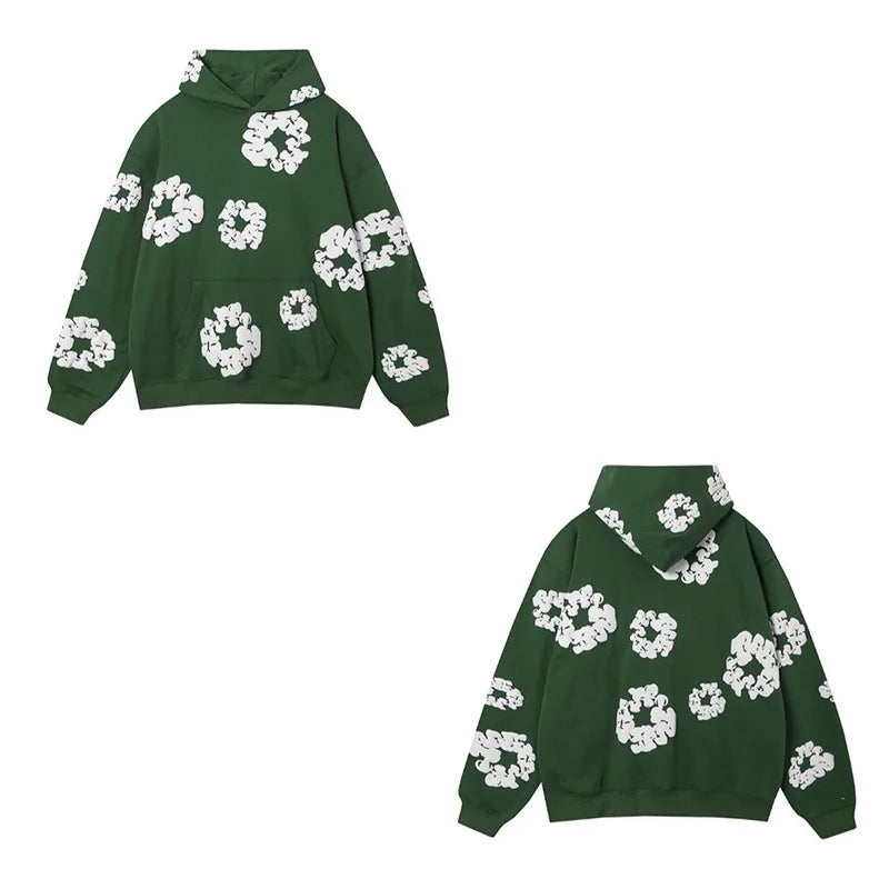 Hoodie Cross border European and American Hot selling Cotton Foam Printed Tears Hoodie Men's and Women's Hoodies