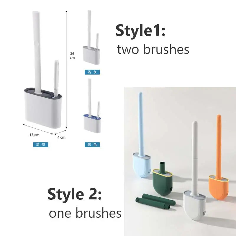 Wall Hanging Silicone Toilet Brush with Holder