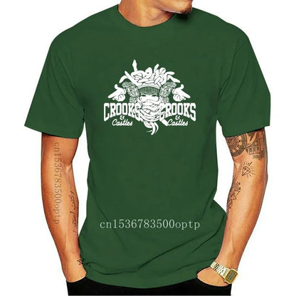 New Crooks Castles Logo Black T Shirt Herren Damen Unisex Tumblr Tee Sleeve Harajuku Tops