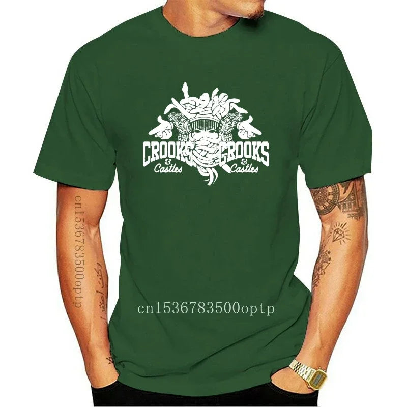 New Crooks Castles Logo Black T Shirt Herren Damen Unisex Tumblr Tee Sleeve Harajuku Tops