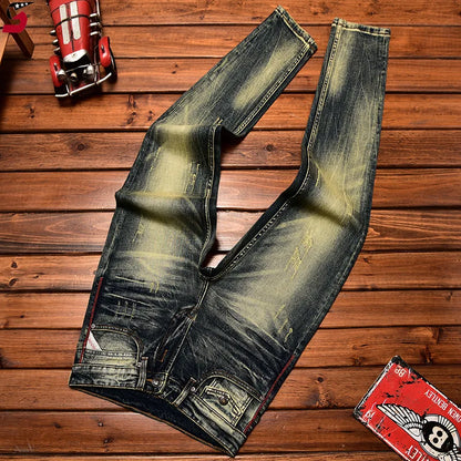 Men's Motorcycle Jeans – Vintage Slim Stretch Denim
