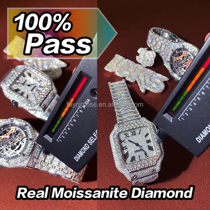 High quality stainless steel luxury watch, hip-hop fully chilled diamond mechanical watch, men's Vvs moissanite diamond watch