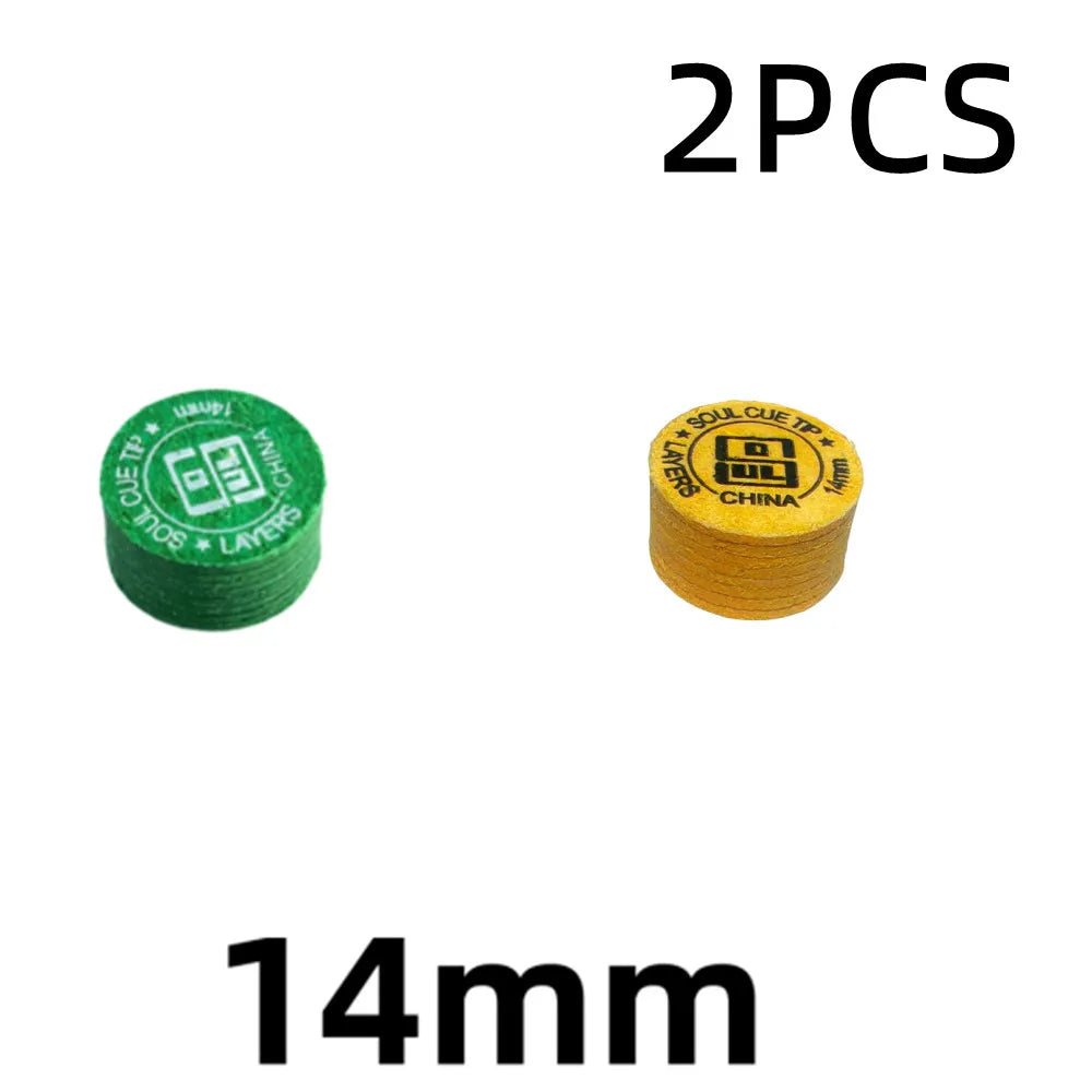 2/1PCS 14mm Billiards Pool Cue Tips 8 Layers M/H Hardness For Billiard Soul Cue Head Snooker Tips