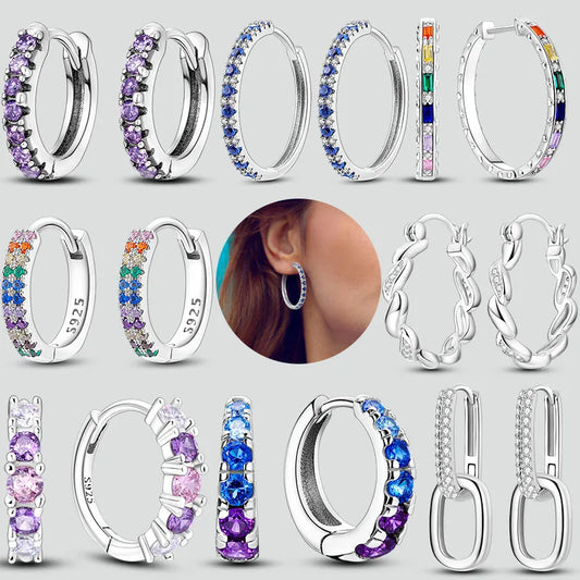 925 Silver Zirconia Hoop Earrings – Hypoallergenic