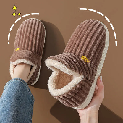 Bebealy Winter Fur Men Slippers Men Shoes Outdoor Nonslip Short Plush Men Slippers Casual Fuzzy House Ankle Men Boots Flat Shoes