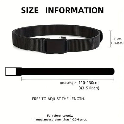 Black belt with size information on a white background
