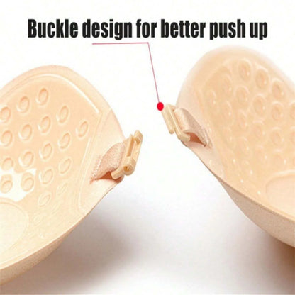 FINETOO 1Pair Women Invisible Underwear nubra Breast Patch Tow-Color Hypoallergenic Mango Cup bra Silicone Non-Falling Off Thin