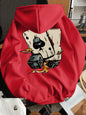 Men's Poker Card Print Hoodie Pullover Hoodie Sweater