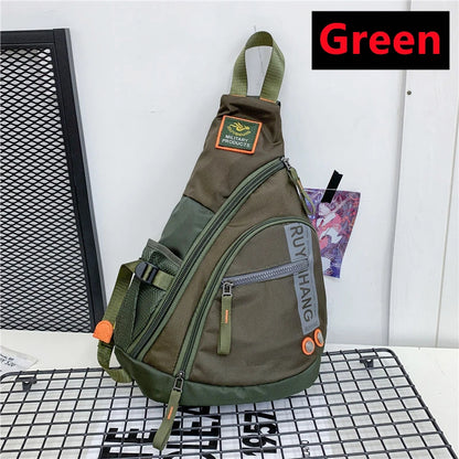 Neue Herren Umhängetaschen Reise Crossbody Bags Herren Militär Brusttasche für Schulausflug Wasserdichte Nylon Messenger Bag Schwarz Grün