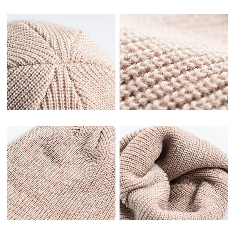 Rimiut Strickmütze für Herren & Damen Mützen Wolle Mode Einfache Warme Mütze Beanies Einfarbig Herbst Winter Mütze Trendiger Stil