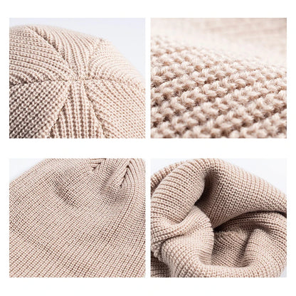 Rimiut Strickmütze für Herren & Damen Mützen Wolle Mode Einfache Warme Mütze Beanies Einfarbig Herbst Winter Mütze Trendiger Stil