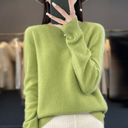 Cashmere sweater women's sweater in autumn and winter 100% merino wool fashion O-neck autumn warm pullover top