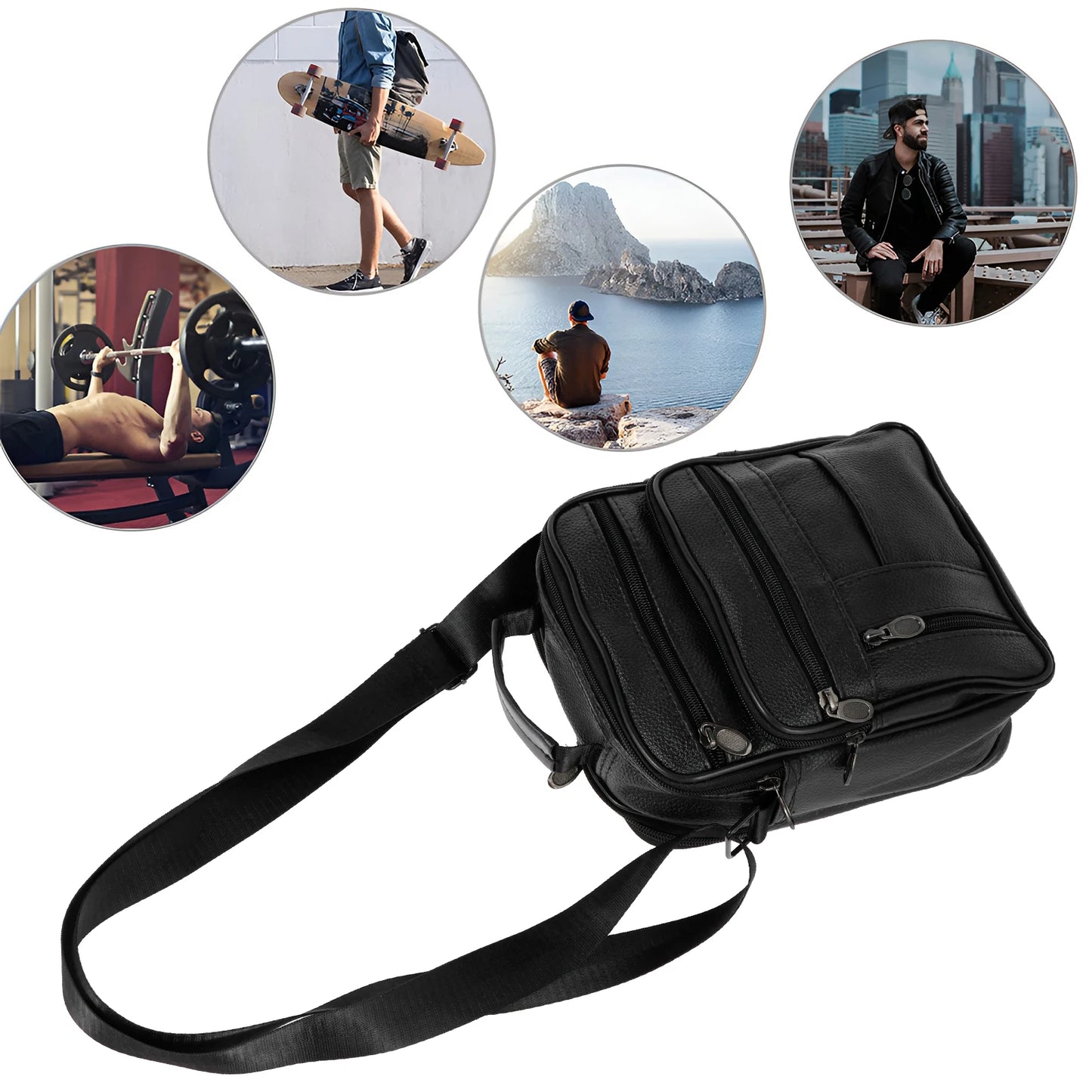 Men's PU Leather Crossbody Shoulder Bag – Summer Travel Chest Bag