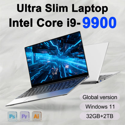 14.1" Ultra Slim i9 Gaming Laptop 32GB 2TB Win11