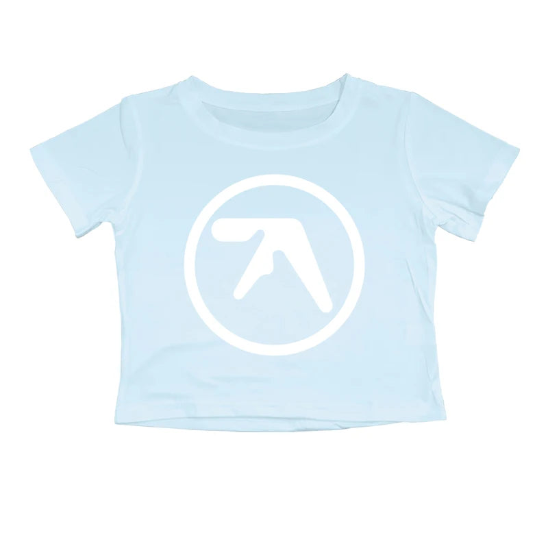 Punk Aphex Twin Print Oversize Hip Hop Women Crop Top Tee