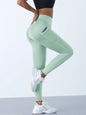 Neue High-Waist-Damen-Leggings Stretch-Yoga-Hosen Strumpfhosen mit Taschen Push-Up-Fitness-Lauf-Sportbekleidung Unifarbene Hosen