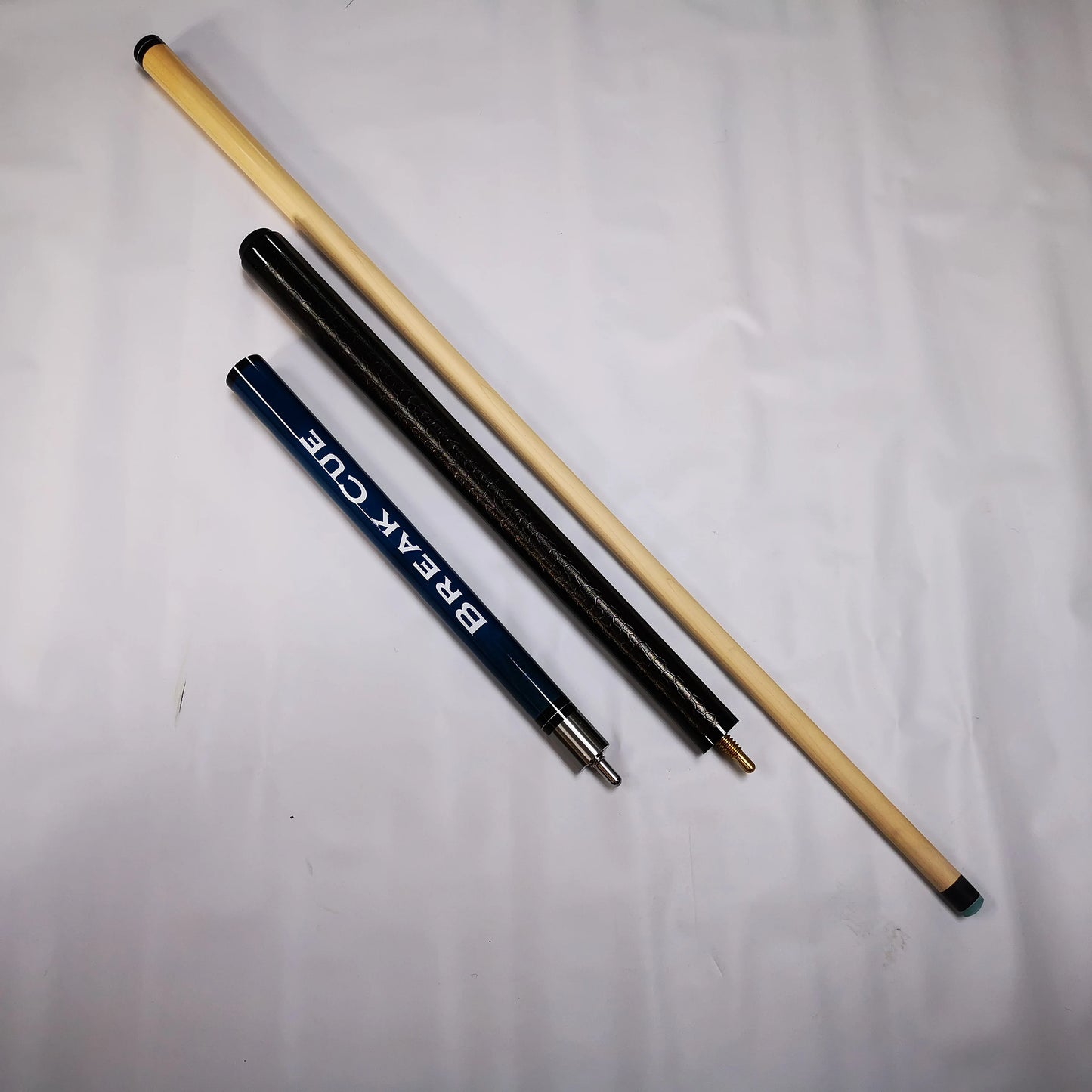 13.5mm Maple Wood Blue Color 3-Piece Pounch Break Jump Pool Billiard Cue Stick
