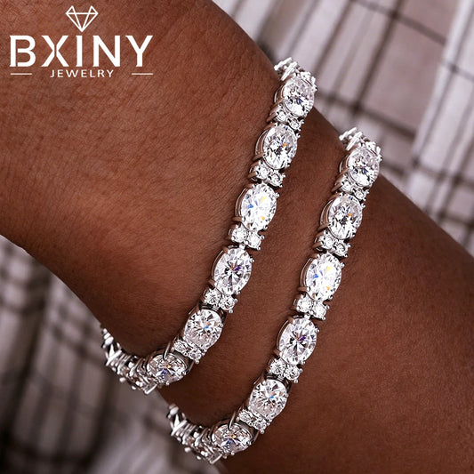 Oval & Round Moissanite Tennis Bracelet GRA Casual Luxury