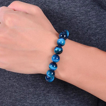1 Stück 6/8/10mm Minimalistisches blaues Tigerauge-Steinperlenarmband Naturstein runde Perlenarmband zur täglichen Dekoration