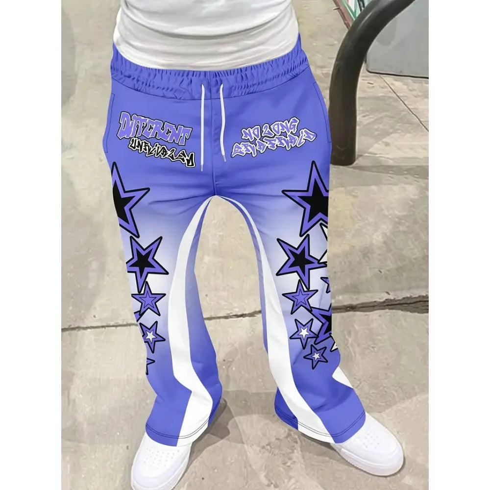 Herren lässiger Streetstyle, trendiger Cross-Print, modische, leicht ausgestellte schwarz-weiße Color-Block-Design-Sweatpants für Herren