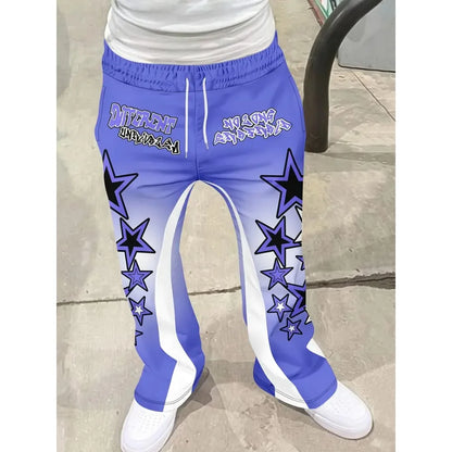 Herren lässiger Streetstyle, trendiger Cross-Print, modische, leicht ausgestellte schwarz-weiße Color-Block-Design-Sweatpants für Herren