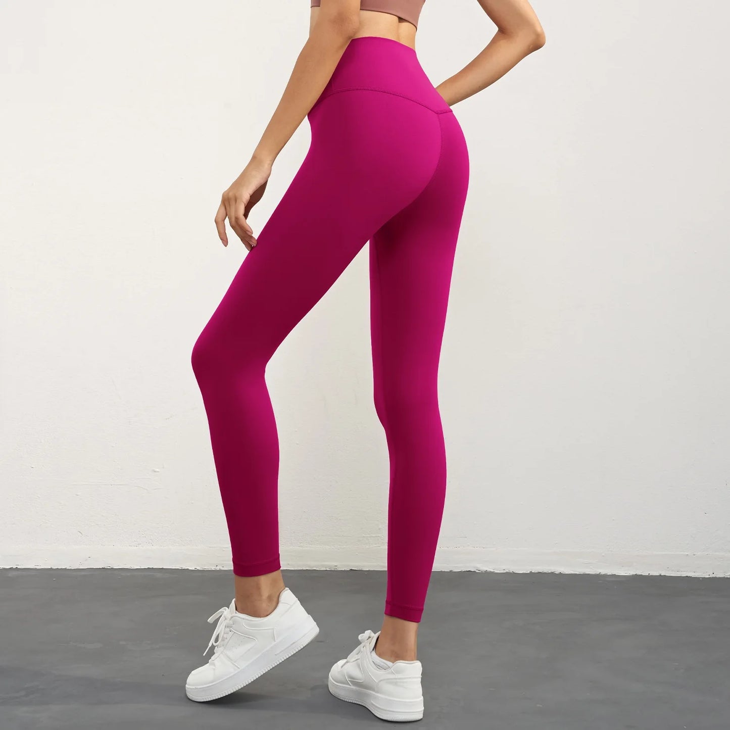 Einfarbige Rückentasche Hohe Taille Yoga Leggings Damen Sport Cropped Pants Butterweiche Athletik Gym Umfassendes Training Joggen