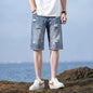 2025 Sommer Herren Shorts Zerrissene Denim Jeans Kurze Hosen Lässige Gerade Retro Blaue Biker Baumwolle Short Pants Männliche Urlaub Streetwear Kleidung