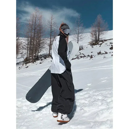Fashion Single-Board-Skihose Lässige Track-Hochbund-Hose Weite Hose Wasserdicht Verschleißfest Professionelle Doppel-Board-Skihose