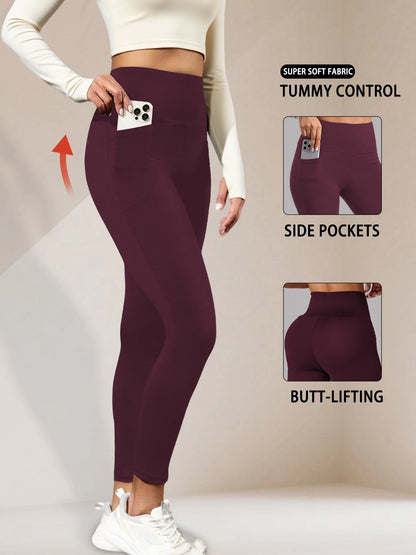 High Waisted Yoga Leggings with Pockets - Women's Super Soft Tummy Control for Workout and Everyday Comfort