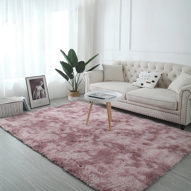 VIKAMA Tie-Dye Plush Carpet Living Room Decoration Soft Fluffy Home Mat Children's Room Baby Crawling Non-Slip Blanket