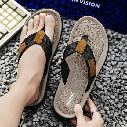 Men's Anti-Slip Pinch-Toe Flip-Flops – Soft-Soled Outdoor