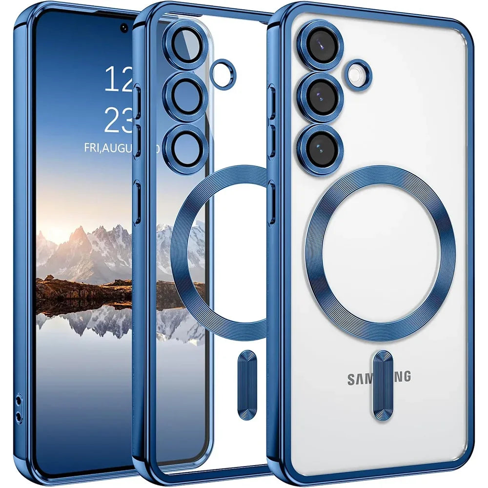 Samsung phone case with blue accents on a white background