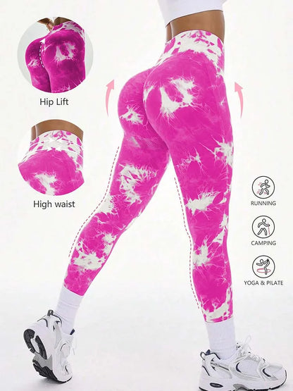 Damen High Waist Nahtlose Leggings – Tie-Dye Yoga-Hose, blickdicht, Fitness- & Workout-Tights