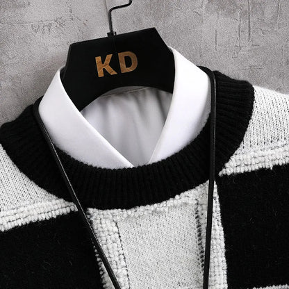 Fall/Winter Mens Brand Pullovers Sweaters High Quality Thick Warm Cashmere Sweater Men Luxury Plaid Pull Homme 2024