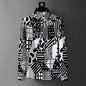 Teglex Men's Retro Graffiti Print Long Sleeve Shirt