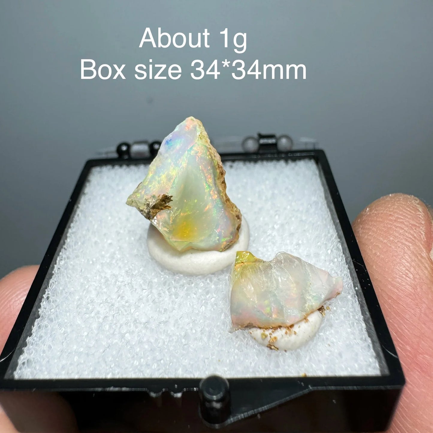 Ethiopia Opal Gem Mineral Specimen – 34x34mm Box